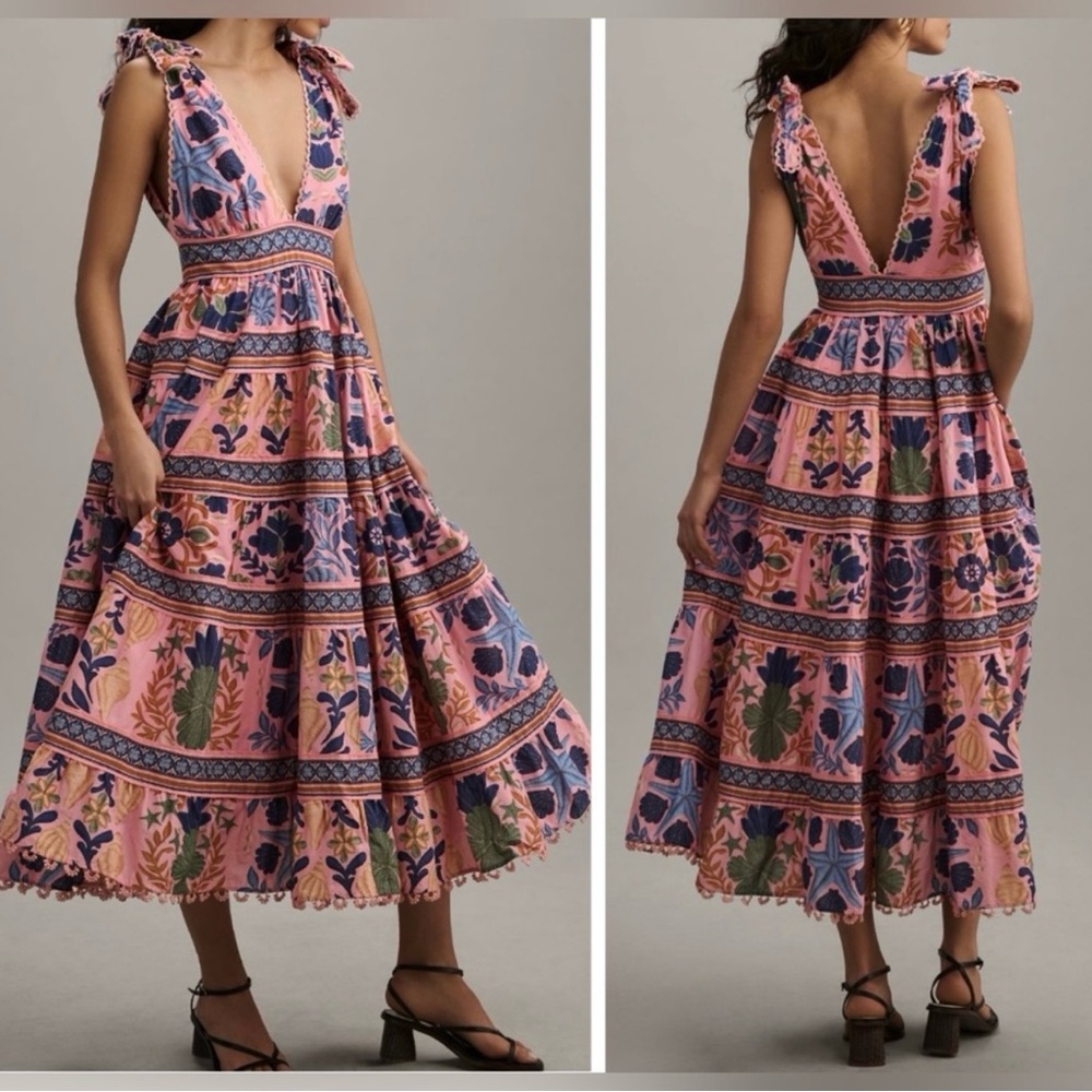 Farm Rio Seashell Tapestry Midi Dress
